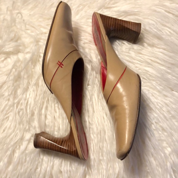 Bravo Browns Shoes - BRAVO BROWNS Tan and Red Leather Mules (LS-36)